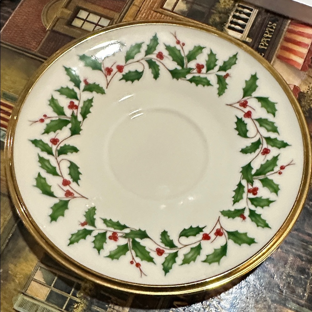 Lenox Dimension Collection Holiday saucer only - Gold Trim on White